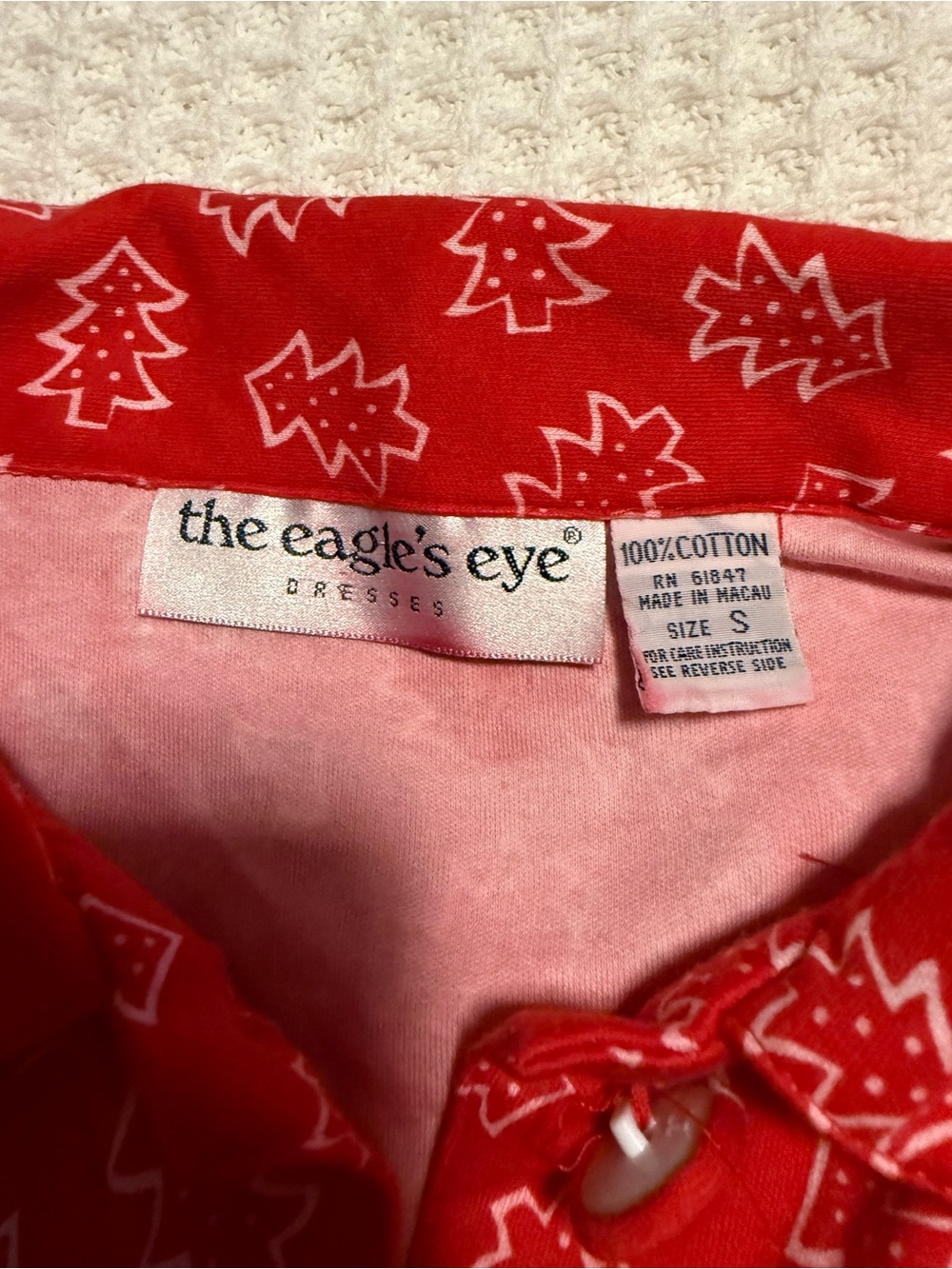 Vintage Eagle’s Eye Christmas Tree Print Matching Skirt Set Small Cotton - Picture 8 of 8